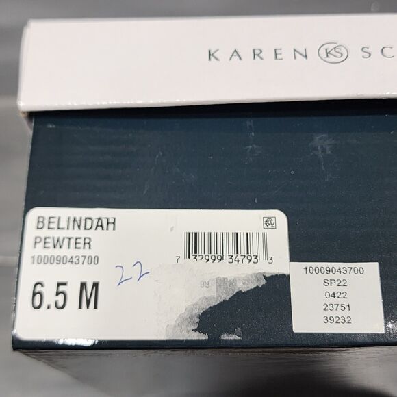 Karen Scott Belindah Sandals Size 6.5 M Metallic Pewter Open Toe Slingback Heels - Picture 12 of 13